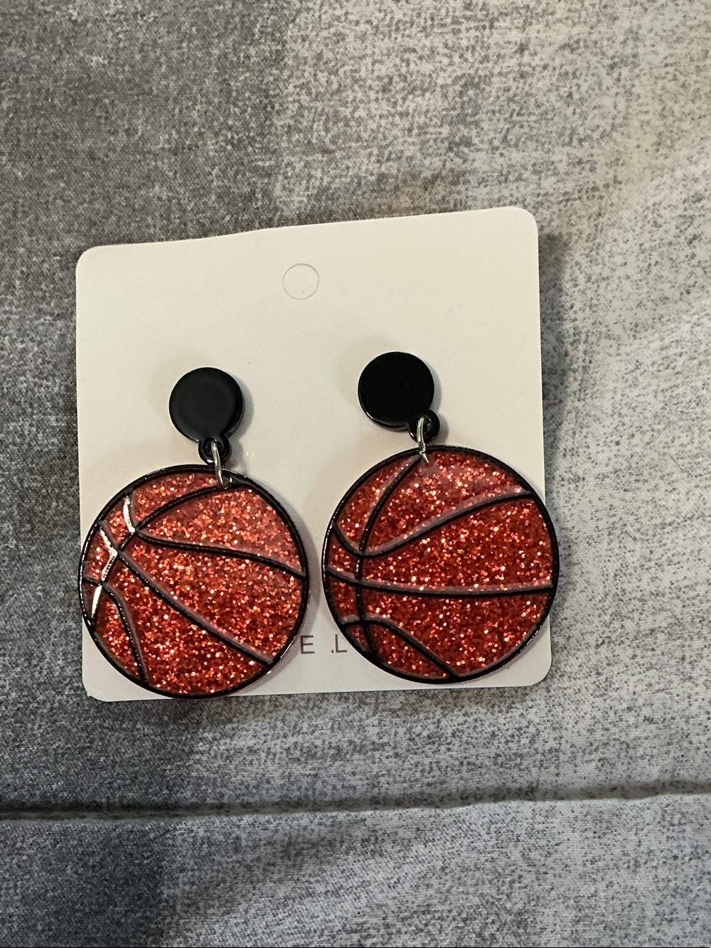 Glitter Basketball Drop Earrings - Orange